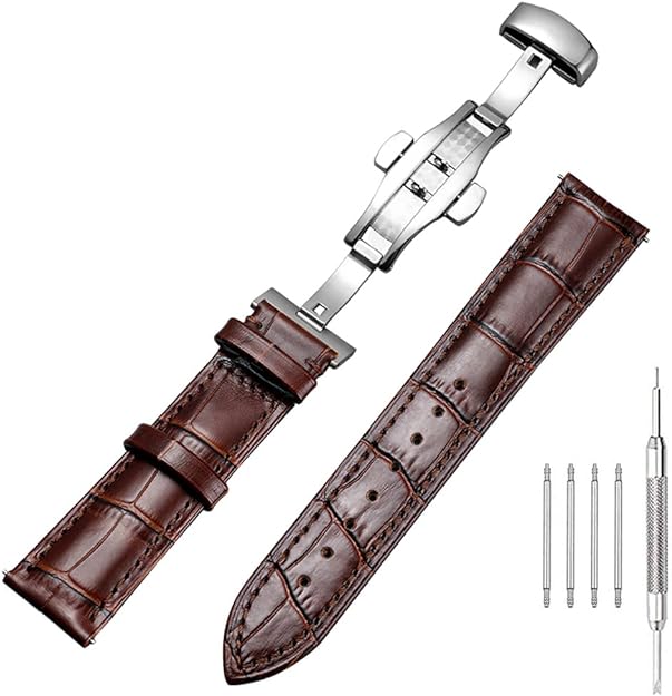 Calfskin strap, alligator embossed, with deployant clasp
